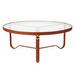 Adnet-sohvapöytä, ruskea nahka/lasi, ⌀ 100 cm