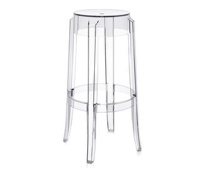 Charles Ghost Stool, Clear, H 75 cm