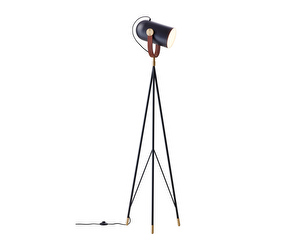 Carronade Floor Lamp, Black/Walnut, H 175 cm
