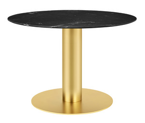 2.0-ruokapöytä, musta marmori/messinki, ⌀ 110 cm