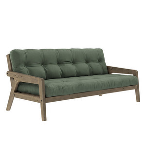 Grab-futonsohva, olive green/ruskea, L 200 cm