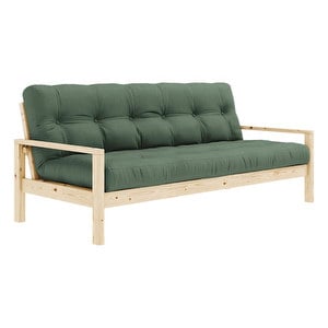 Knob-futonsohva, olive green/mänty, L 205 cm