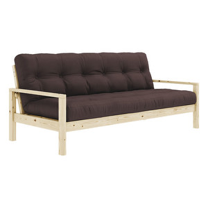 Knob Futon Sofa, Brown/Pine, W 205 cm