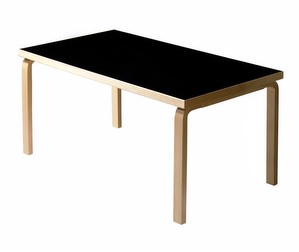 Pöytä 82B, koivu/musta, 85 x 135 cm
