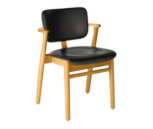 Domus Chair, Honey-Stained Birch/Black Leather