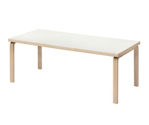 Pöytä 97, koivu/valkoinen laminaatti, 85 x 135-190 cm