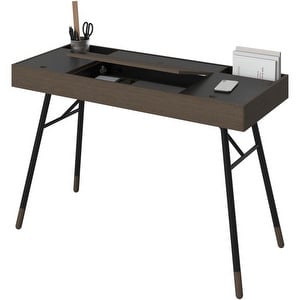 Cupertino Desk, Dark Oak / Black, 48 x 115 cm