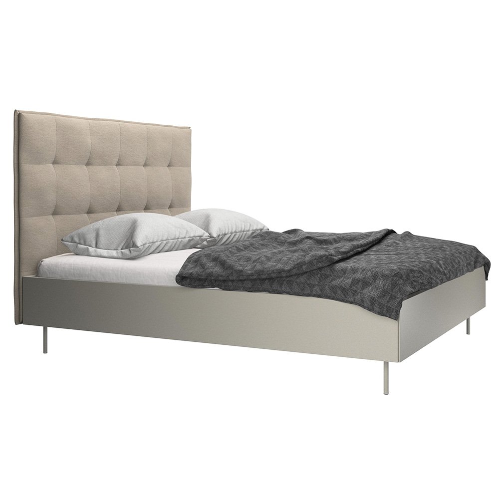 BoConcept Lugano Bed, Velvet Fabric 3030 Grey/White | Vepsäläinen