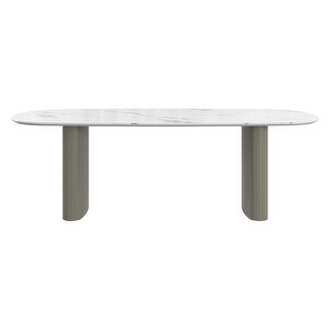 Santiago-ruokapöytä, valkoinen marmorikeramiikka/harmaa, 99 x 230  cm