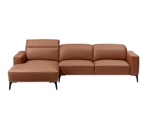 Zurich Chaise Sofa, Estoril Leather 0957 Brown, W 278 cm