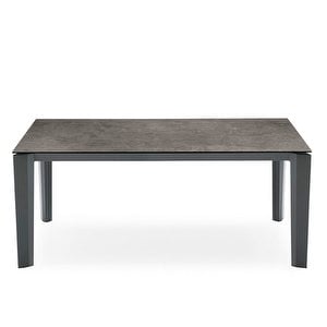 Delta -jatkettava ruokapöytä, harmaa keramiikka/mattaharmaa, 100 x 180/240 cm