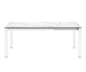 Delta Extendable Dining Table, White/Matt White, 85 x 130/190 cm
