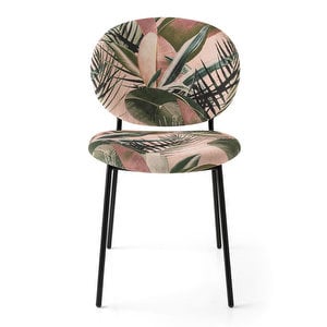 Ines Chair, Leaves Fabric/Matt Black