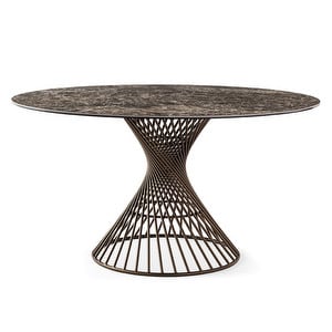 Vortex-ruokapöytä, ruskea marmori/pronssi, ø 120 cm