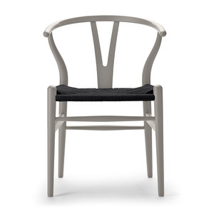CH24 Wishbone -tuoli, soft silver, musta istuin