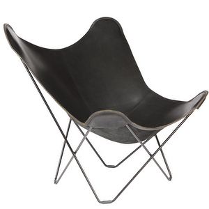 Mariposa Butterfly Chair, Pampa Leather Black/Black