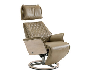 Shine Lux Armchair, Semi-Aniline Leather 8021 Taupe, H 112 cm