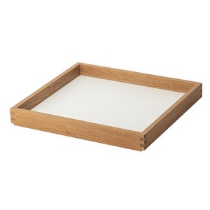 Frame-tarjotin/hyllylevy, tammi/valkoinen, 34 x 37 cm