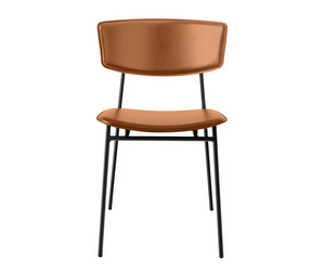 Fifties Chair, Cognac Brown Leather/Matt Black