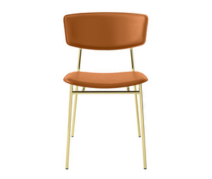Fifties Chair, Cognac Brown Leather/Brass