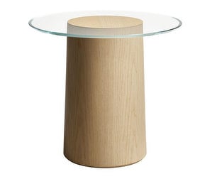 Stub-sohvapöytä, saarniviilu/lasi, ⌀ 49 cm