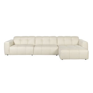 Chess Chaise Sofa, Dolce Cream Fabric White, W 351 cm/Right