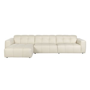 Chess Chaise Sofa, Dolce Cream Fabric White, W 351 cm/Left