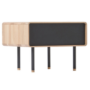 Fina Bedside Table, Oak/Black, 55 x 45 cm