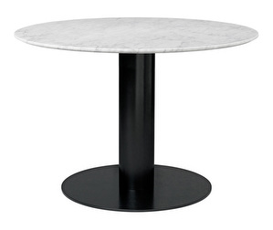 2.0-ruokapöytä, valkoinen marmori/musta, ⌀ 110 cm