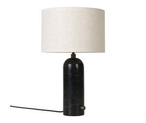 Gravity Table Lamp, Black Marble/Canvas Shade, Small