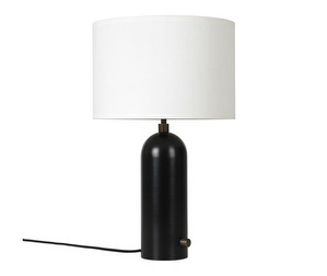 Gravity Table Lamp, Blackened Steel/White Shade, Small