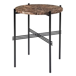 TS-sivupöytä, ruskea marmori/musta, ⌀ 40 cm