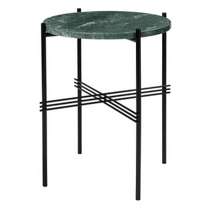 TS-sivupöytä, vihreä marmori/musta, ⌀ 40 cm