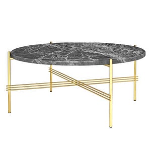 TS-sohvapöytä, harmaa marmori/messinki, ⌀ 80 cm