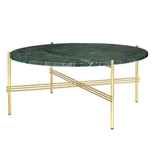 TS-sohvapöytä, vihreä marmori/messinki, ⌀ 80 cm