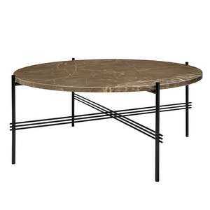 TS-sohvapöytä, ruskea marmori/musta, ⌀ 80 cm