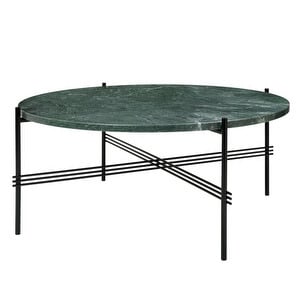 TS-sohvapöytä, vihreä marmori/musta, ⌀ 80 cm