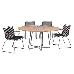 Circle Dining Table + Click Chairs, ø 150 cm, 4 Chairs