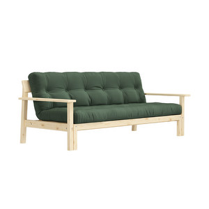 Unwind-futonsohva, olive green/mänty, L 218 cm