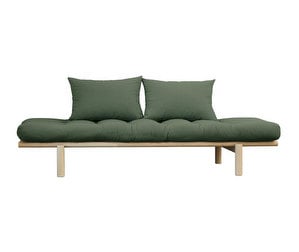 Pace Futon Sofa, Olive Green / Pine