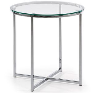 Divid-sivupöytä, kirkas lasi / kromi, ⌀ 50 cm