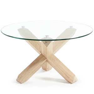 Lotus Coffee Table, Clear Glass / Oak, ø 65 cm