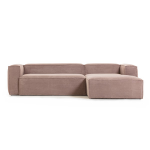 Blok Chaise Sofa, Pink Corduroy, W 300 cm / Right