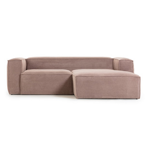 Blok Chaise Sofa, Pink Corduroy, W 240 cm / Right