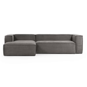 Blok Chaise Sofa, Grey Corduroy, W 300 cm / Left