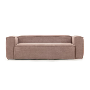 Blok-sohva, vaaleanpunainen vakosametti, L 210 cm