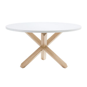 Lotus-ruokapöytä, valkoinen/tammi, ⌀ 120 cm