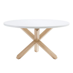 Lotus-ruokapöytä, valkoinen/tammi, ⌀ 135 cm