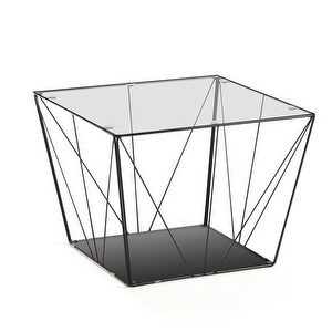 Tilo-sohvapöytä, lasi/musta, 60 x 60 cm