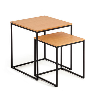 Yoana Side Table Set, Oak/Black, 2 pcs